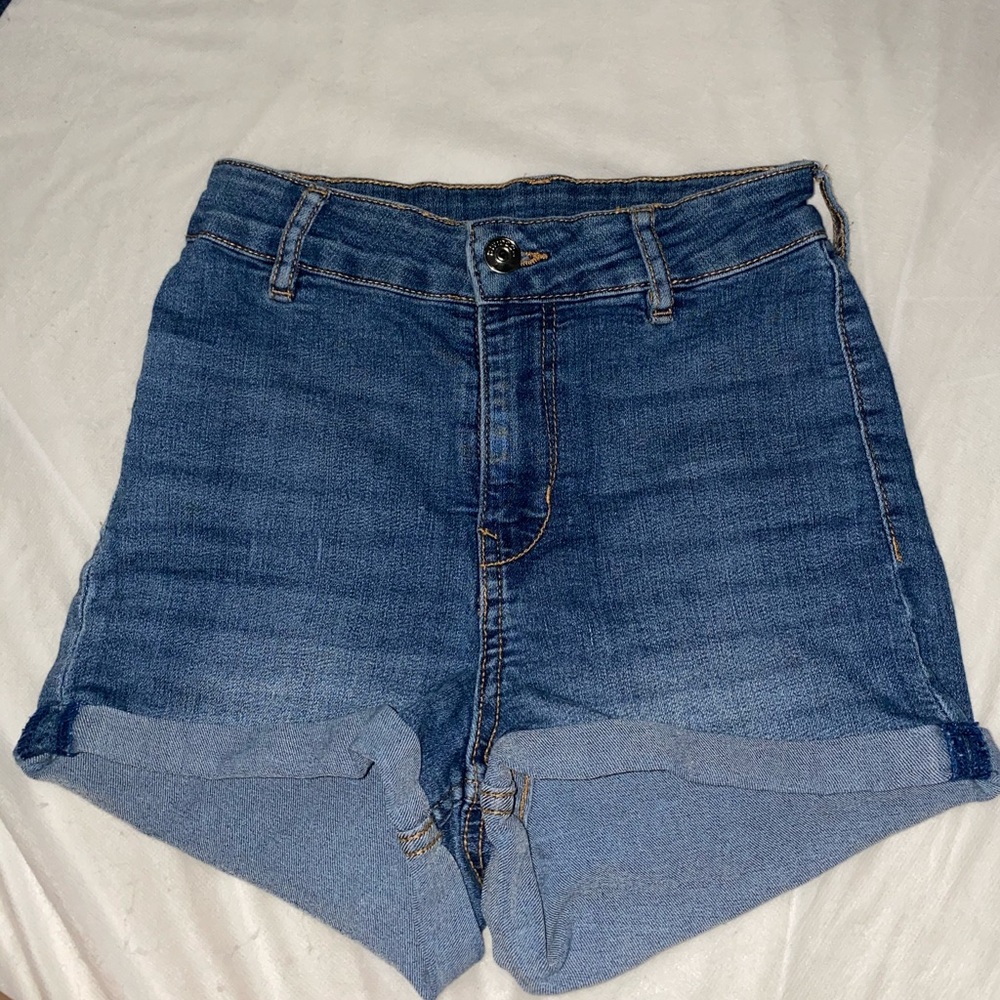 H&M High Waist, Light Blue Jean Shorts